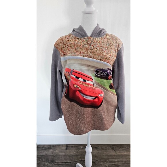 DISNEY STORE EXCLUSIVE KIDS SZ L GREY CARS GRAPHIC PRINT FLEECE HOODIE - Picture 1 of 6